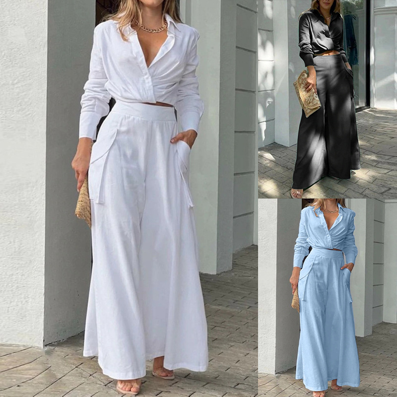 an Female Women's Ins Pure Color temperament Tongtong Poor Pocket Fashion Casual Set