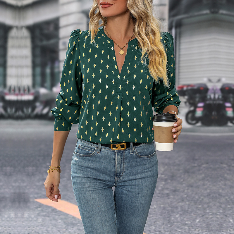 explosion shirt spring new an long -sleeved commute hot gold gold women shirt