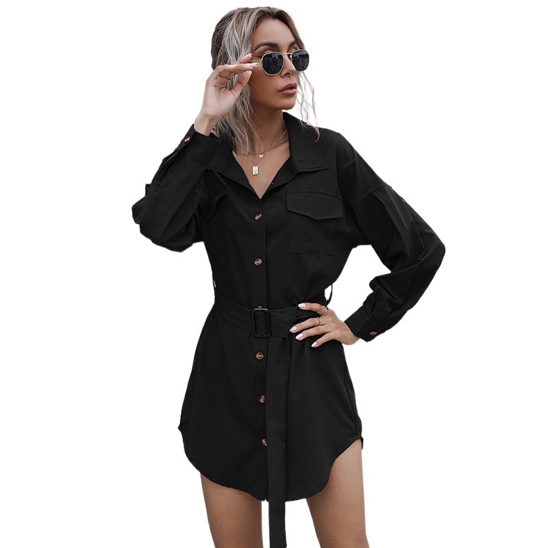 cargo autumn new solid color long -sleeved temperament commute cardigan lapel slim wafer lace shirt